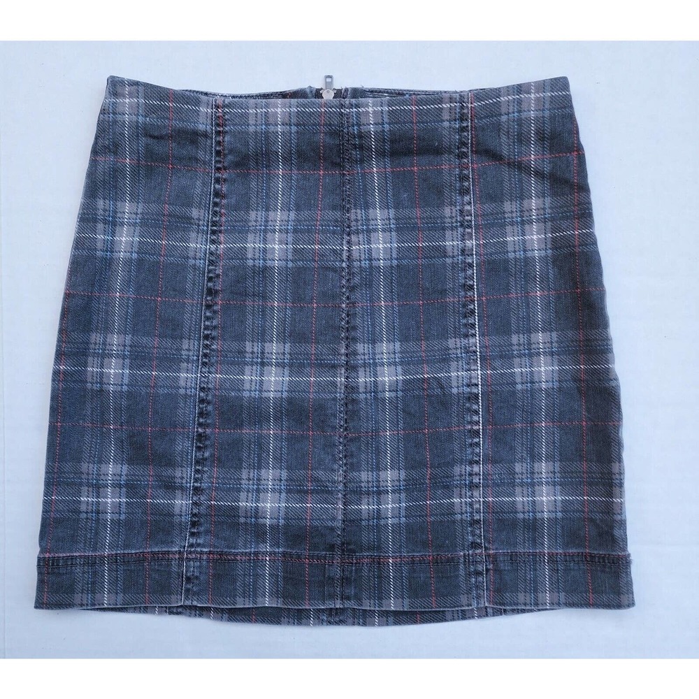 Tinseltown Juniors' Printed-Denim Mini Skirt Black Size 6 (27-28 Inches)